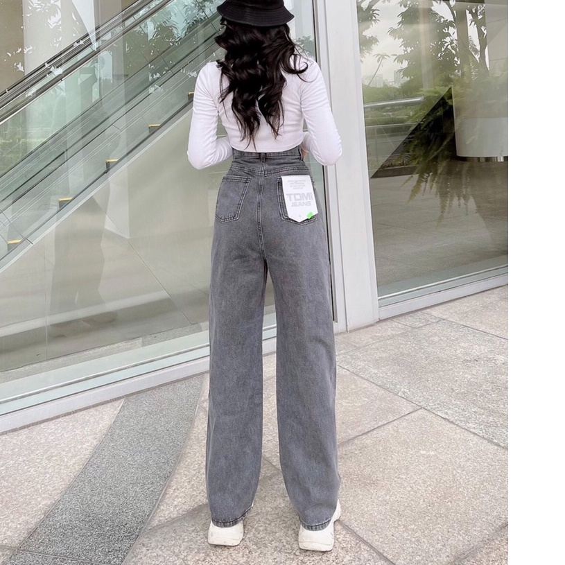 [ HÀO QUANG ] QUẦN JEANS ỐNG RỘNG NỮ LƯNG CAO LAI CUỐN MÀU XÁM NHẠT CAO CẤP HADI CỰC ĐẲNG CẤP VẢI MỀM MỊN SIÊU ĐỈNH HOT