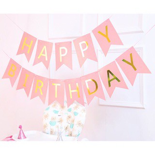 DÂY CHỮ GIẤY HAPPY BIRTHDAY ĐUÔI CÁ ÉP KIM