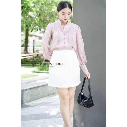 Chân váy đắp chéo tà đơn giản màu trắng có lót quần by Dandelion | BigBuy360 - bigbuy360.vn