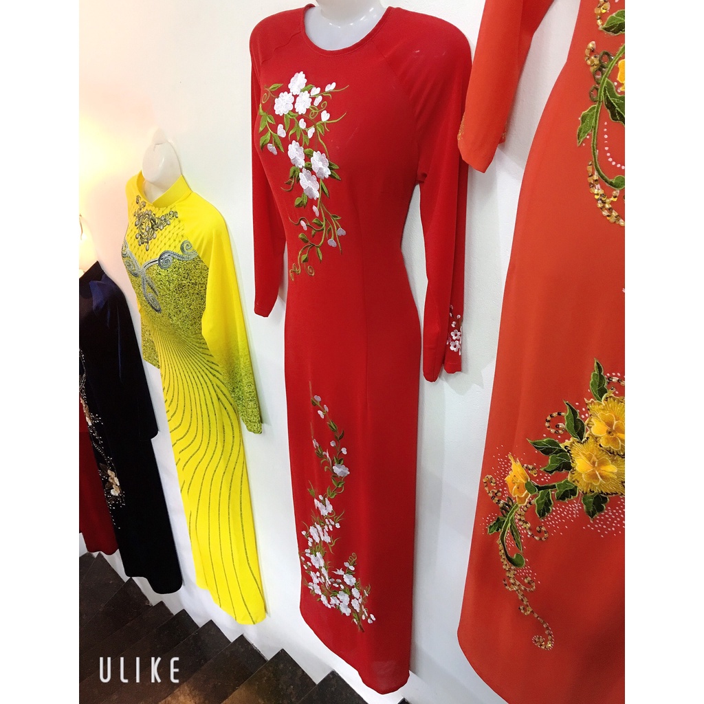 ÁO DÀI TRUYỀN THỐNG THÊU HOA TRẮNG AD2TCFĐ2