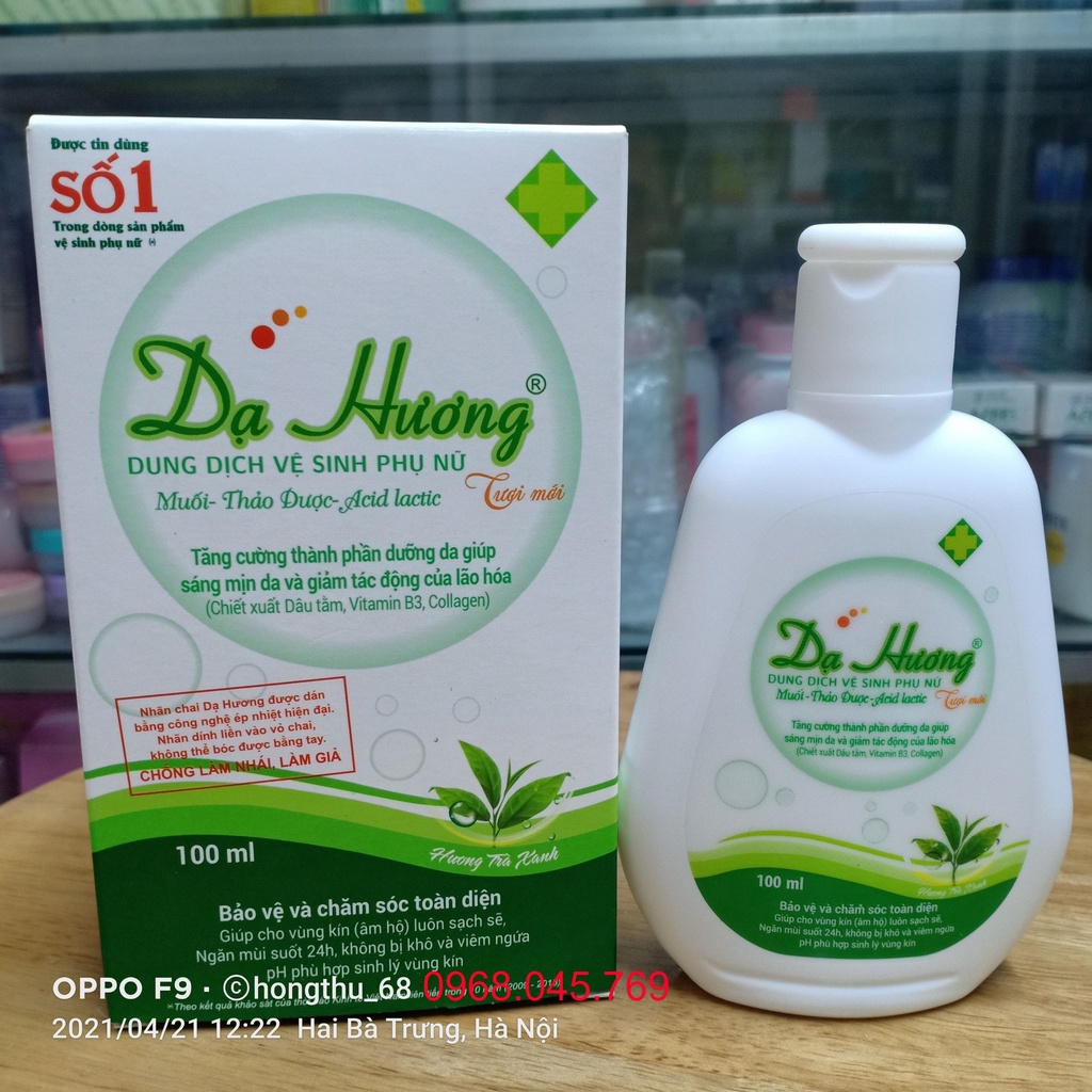 Dung dịch vệ sinh phụ nữ Dạ Hương Trà xanh chai 100ml