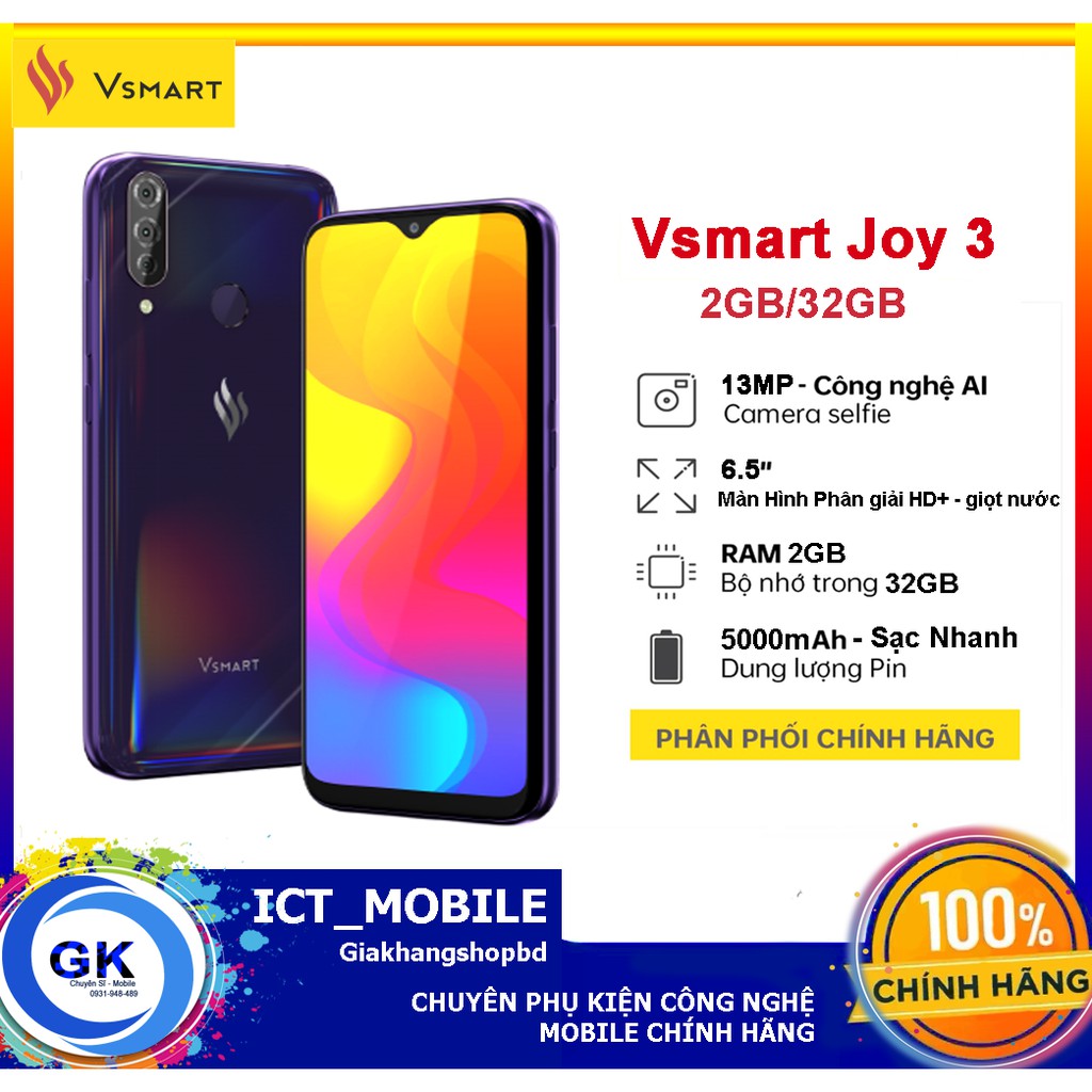 [Nguyên Seal] Điện thoại Vsmart Joy 3 (2GB/32GB) - Hàng Chính Hãng