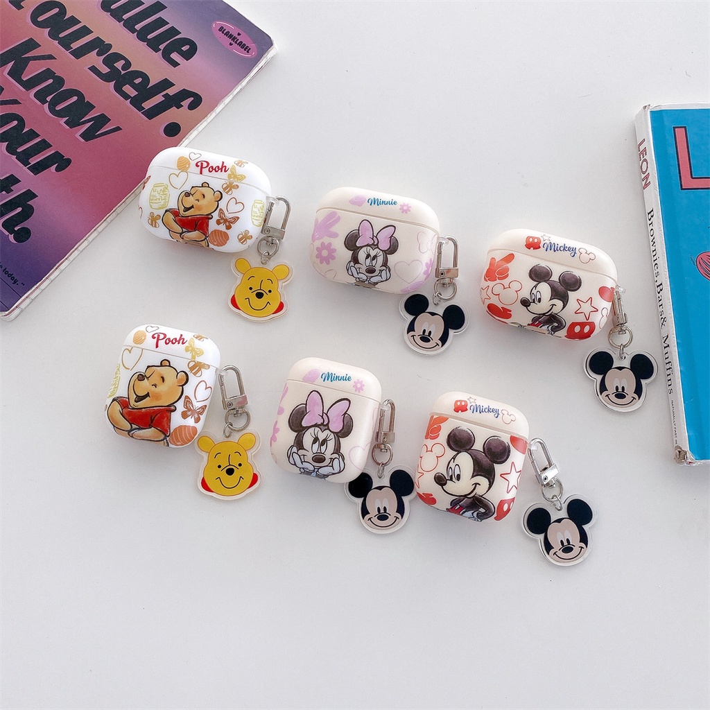 Vỏ bảo vệ hộp sạc tai nghe AirPods 1/2 AirPods Pro trong suốt họa tiết Mickey Minnie dễ thương