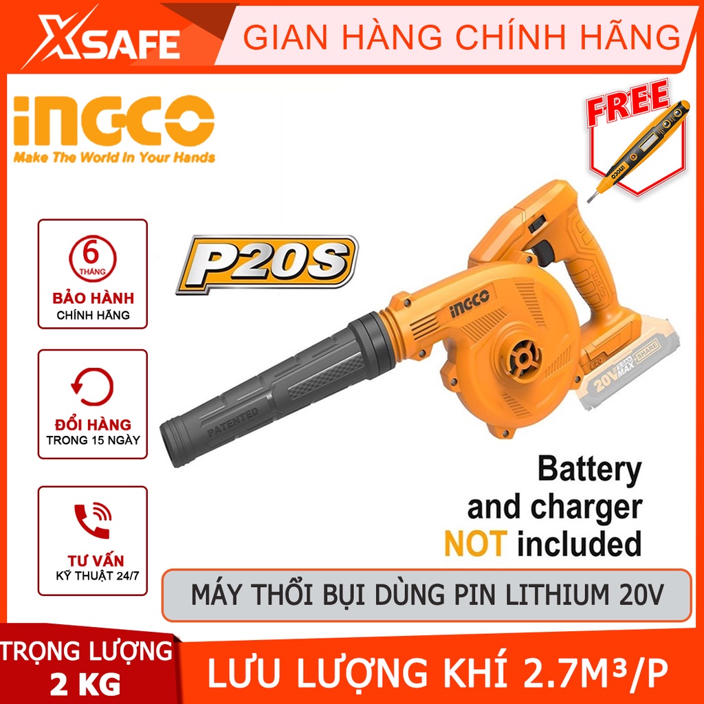 Máy thổi bụi dùng pin INGCO CABLI200181 20V Máy thổi lưu lượng khí tối đa 2.7m3/ph, không kèm theo pin và sạc - [XSAFE]