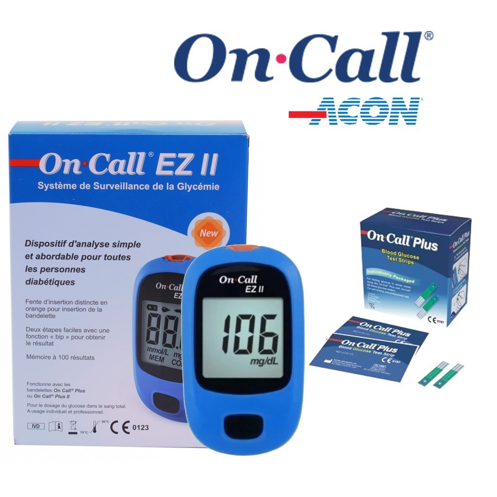 ✅ Máy Đo Đường Huyết: OnCall EZ II (On-Call On Call) - (USA) (Trọn Bộ 25 Que, 50 Kim, Tặng CỒN) -VT0585