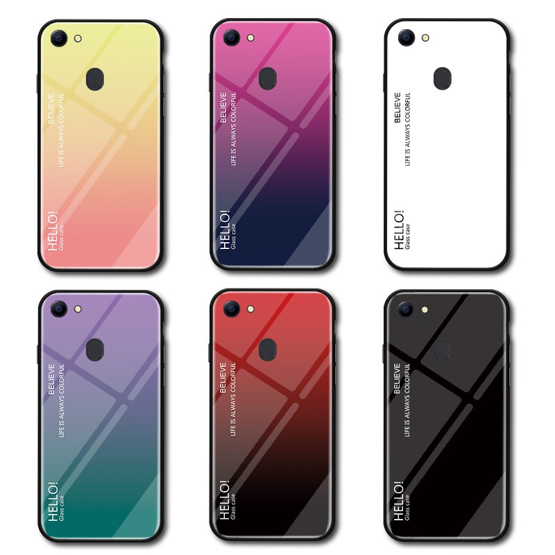Ốp Điện Thoại Kính Cường Lực Màu Gradient Cho OPPO F7 F5 F3 F9 F11 F11 Pro F17 F17 Pro F19 F19 Pro F19 Pro+