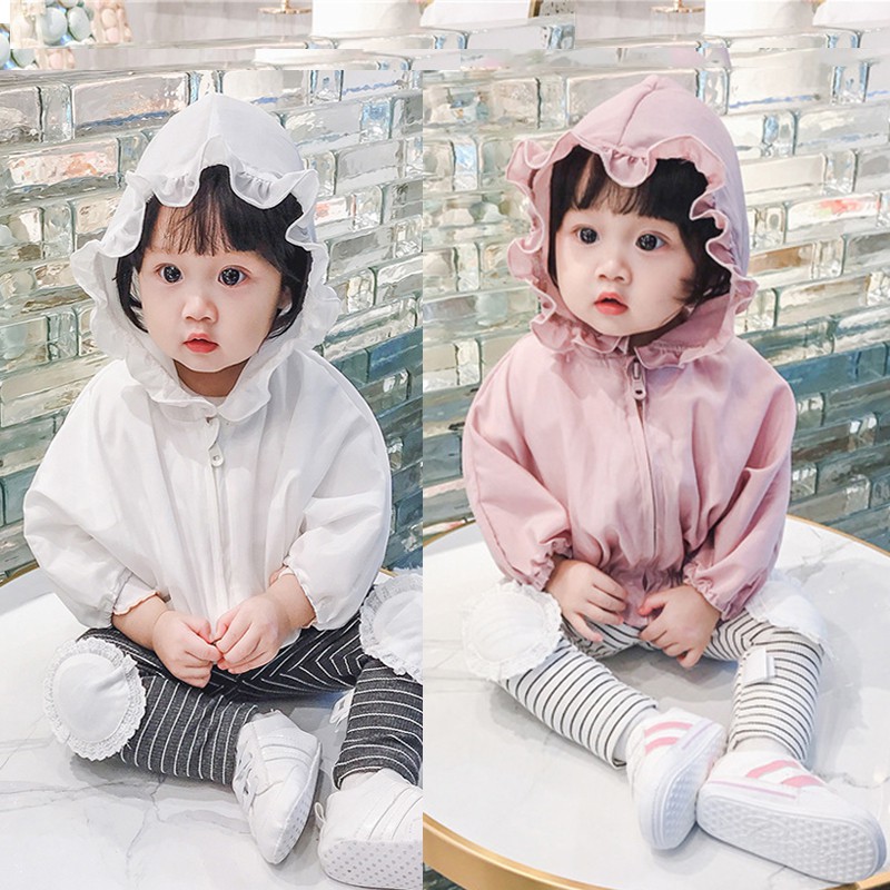 Baby Clothing Girls Blouse Hooded Clothing Baby Coat Zipper Tops Sun Protection