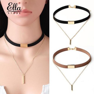 Vòng cổ choker phối dây da và sợi hợp kim xinh xắn cá tính cho nữ