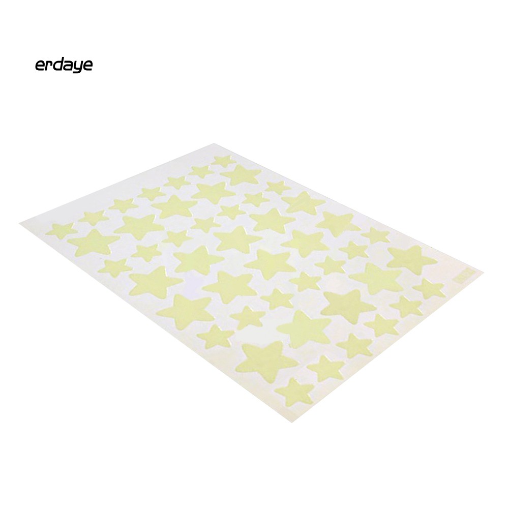 Set 76 miếng dán trần và tường nhà hình ngôi sao dạ quang dễ thương trang trí phòng ngủ em bé