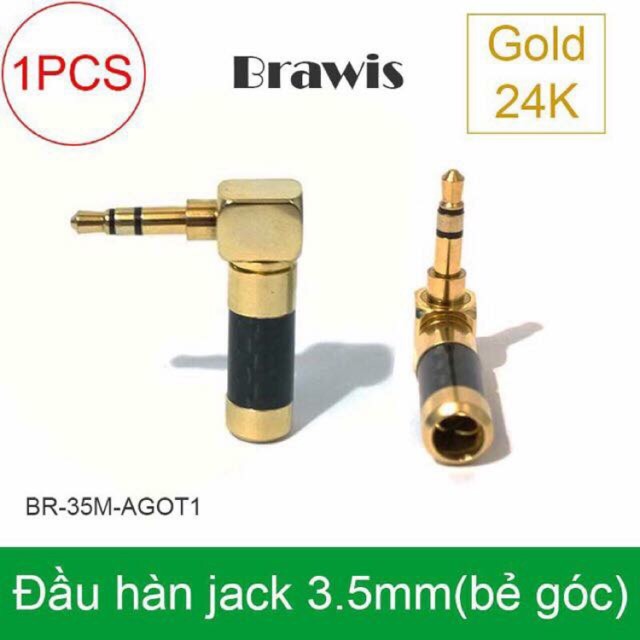 [Mã ELORDER5 giảm 10k đơn 20k] Jack rắc 3,5 phone cong bẻ góc mạ vàng 24k. Báo giá 1 jack.