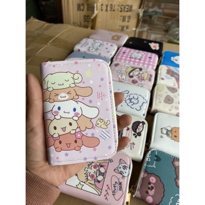 Ví nữ cầm tay mini có khoá kéo hình chibi xinh xắn cute dễ thương