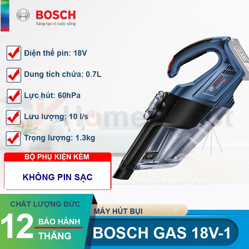 Máy hút bụi dùng pin Bosch GAS 18V-1 Solo ( không kèm pin sạc )