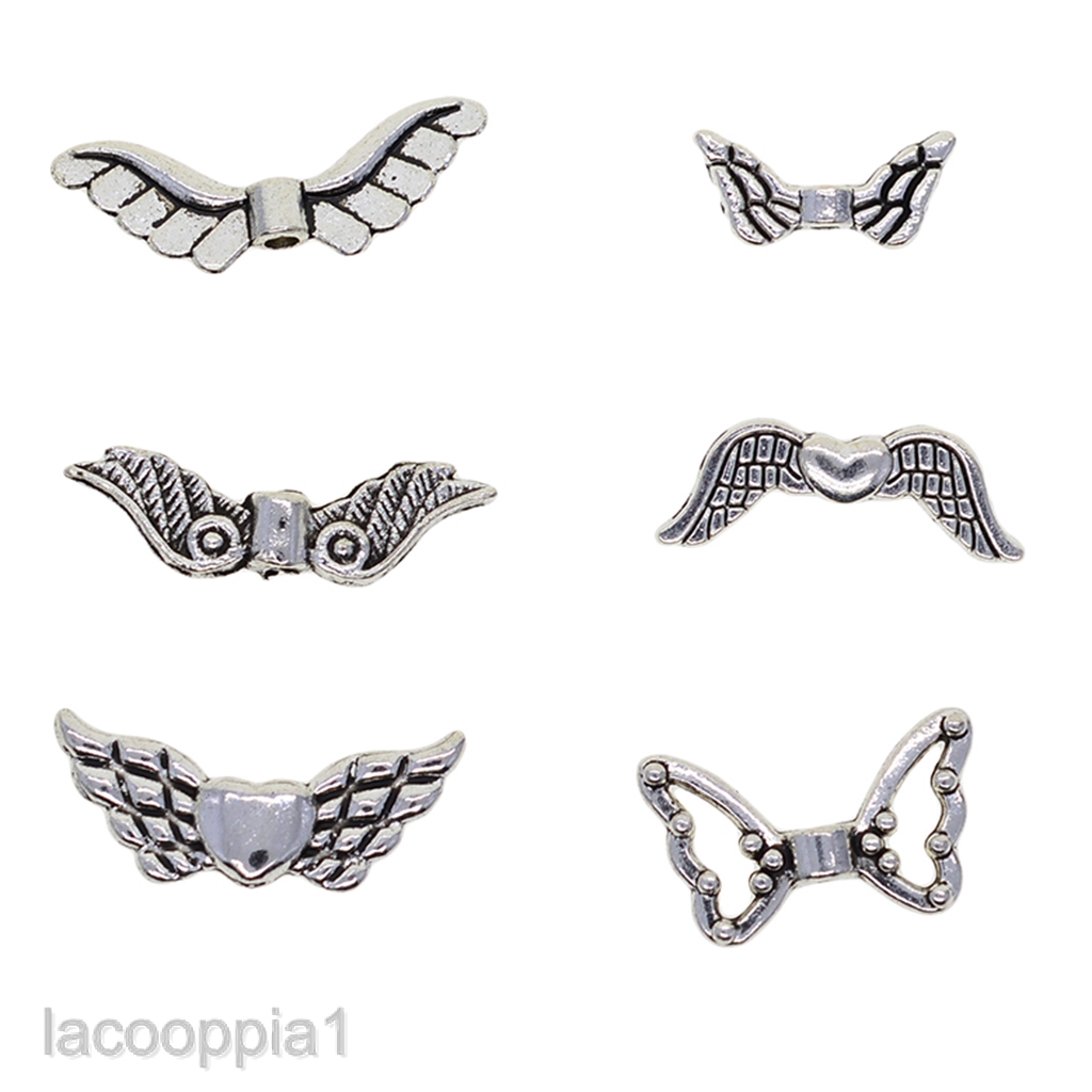 60Pcs Tibetan Silver Butterfly Angel Wing Spacer Charm Beads Jewelry DIY