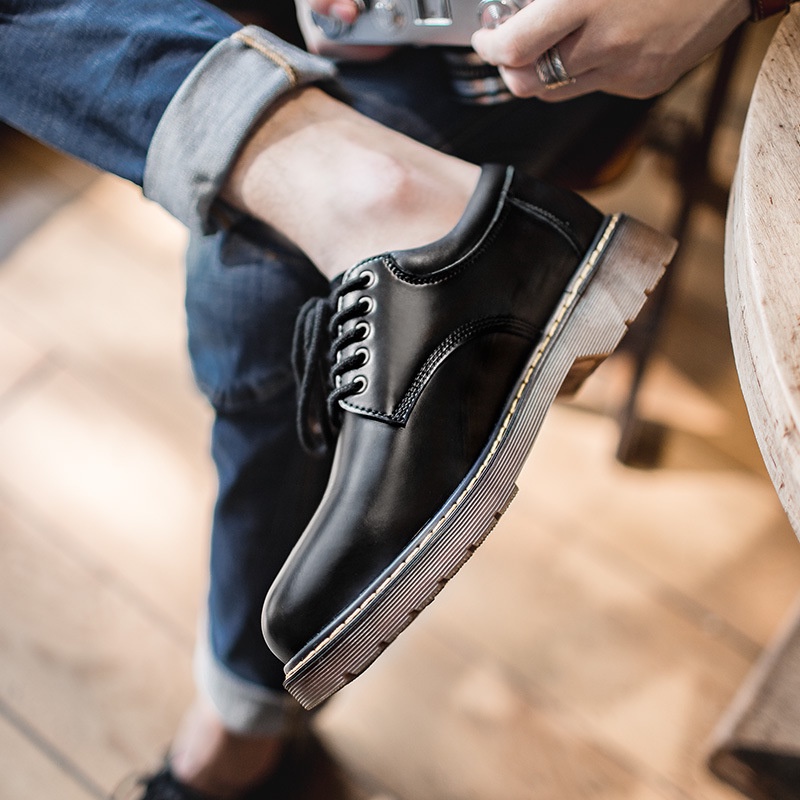Đôi giày da Maden màu đen thời trang xuân hè dành cho nam