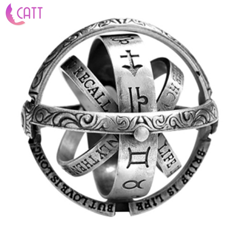 Set 2 nhẫn cặp tạo hình quả cầu thiên văn vũ trụ hợp thời trang cho cặp đôi