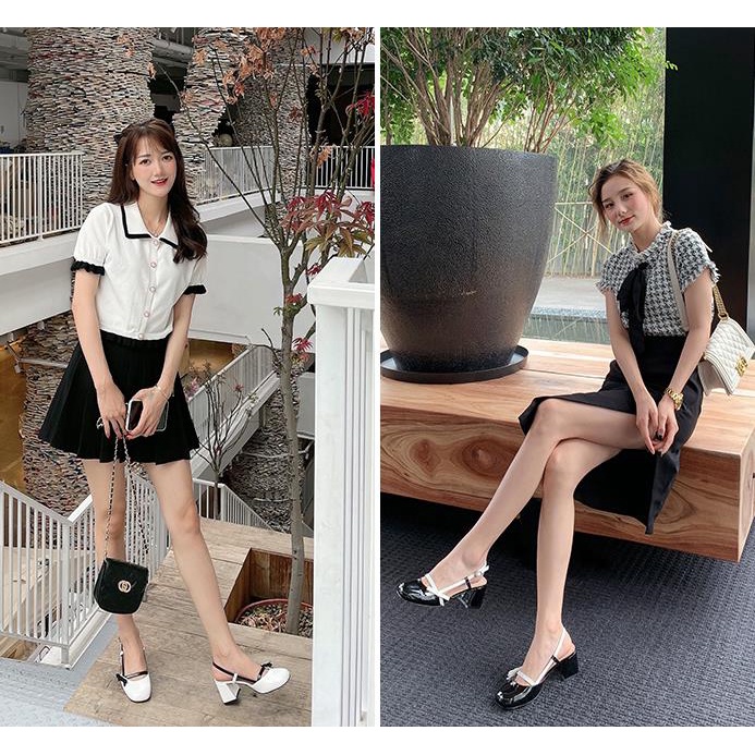 Giày sandal cao gót đế dày phong cách cổ tích mùa hè 2021 dành cho nữ