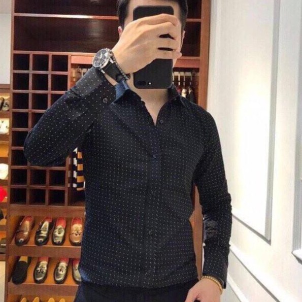 Áo sơ mi nam dài tay cao cấp Họa tiết chấm bi , chất cotton phong cách lịch lãm công sở(SMK) | BigBuy360 - bigbuy360.vn
