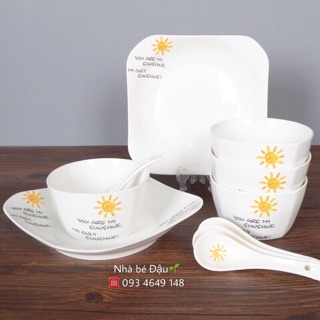 SET BÁT ĐĨA HÌNH TIM- MẶT TRỜI 10 món