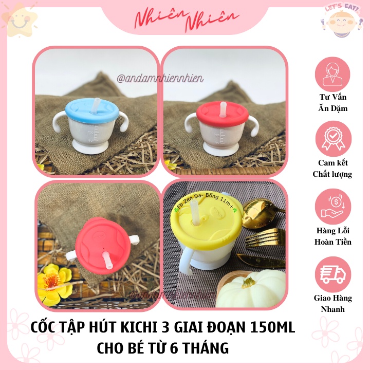 Cốc tập hút 3 giai đoạn Kichi 150ml cho bé từ 6 tháng