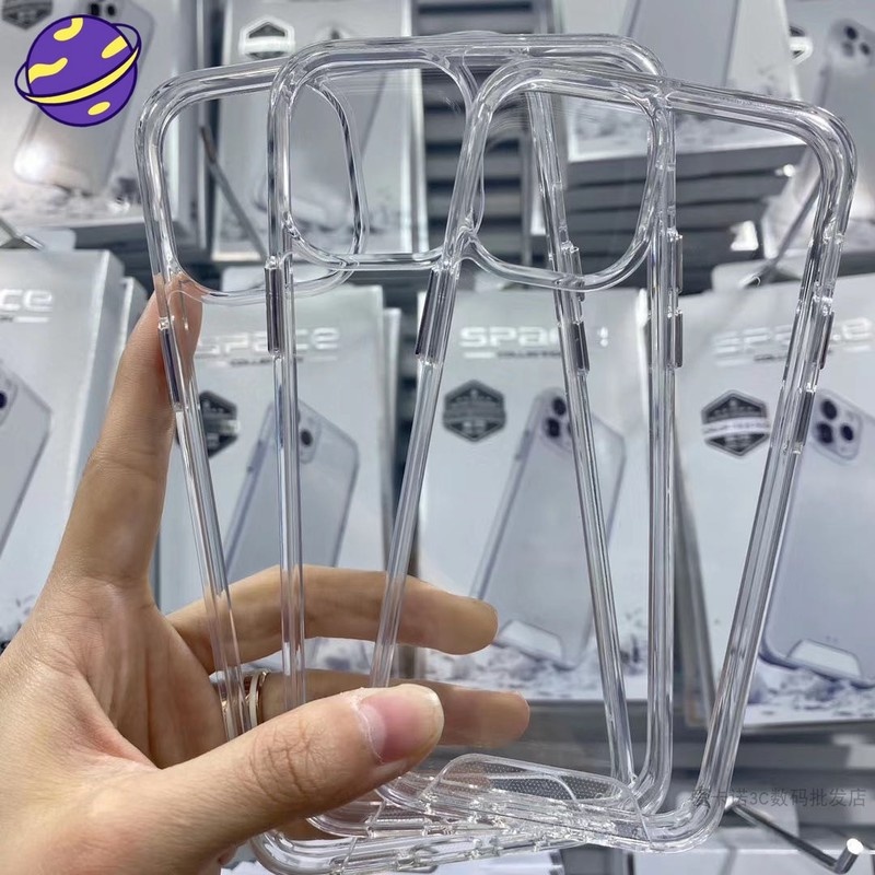 Ốp điện thoại cứng trong suốt mạ điện kiểu không gian thích hợp cho IPhone 6 6S 7 8 Plus X XS 11 12 13 Pro Max