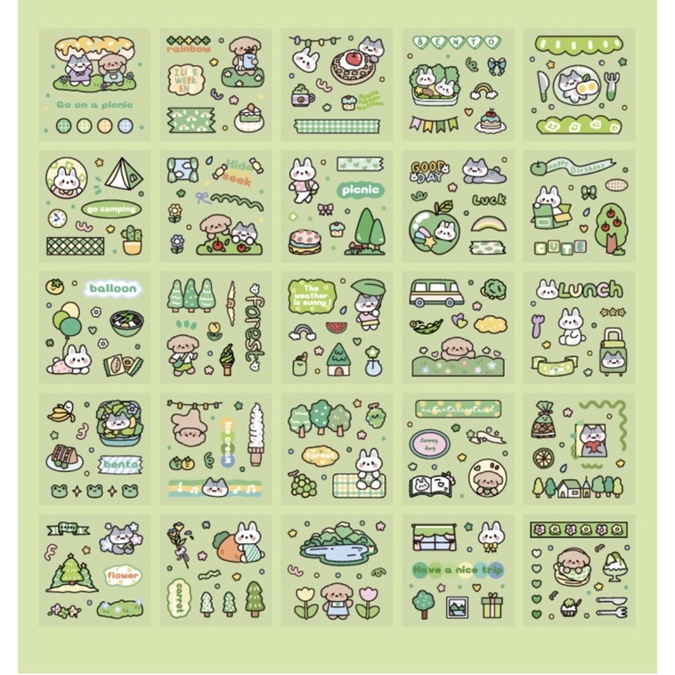 Sticker cute/Set 10 tấm hình dán Forest dễ thương trang trí sổ planner bullet journal Hàn Quốc Tẻn Tẻn