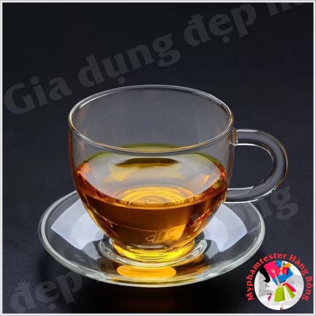 (HÀNG ĐẸP) Sét (chén quai+đĩa kê) thủy tinh chịu nhiệt