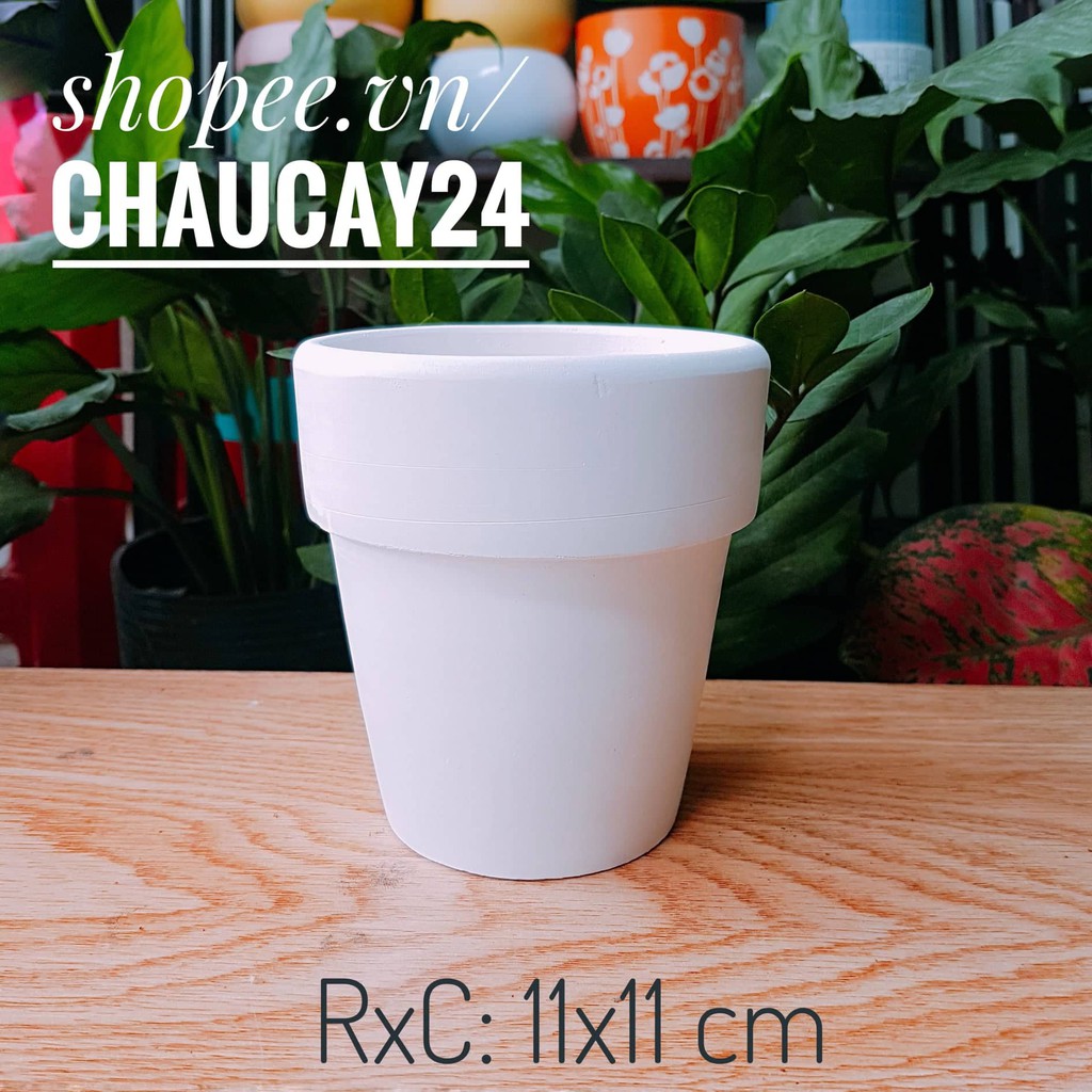 Chậu đất nung 11x11 cm (KÈM DĨA LÓT) trồng cây cảnh mini, cây nội thất, sen đá, xương rồng