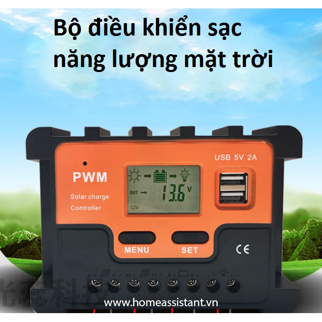 Bộ Điều Khiển Sạc Năng Lượng Mặt Trời 40A Solar Controller PWM 12V 24V PB01