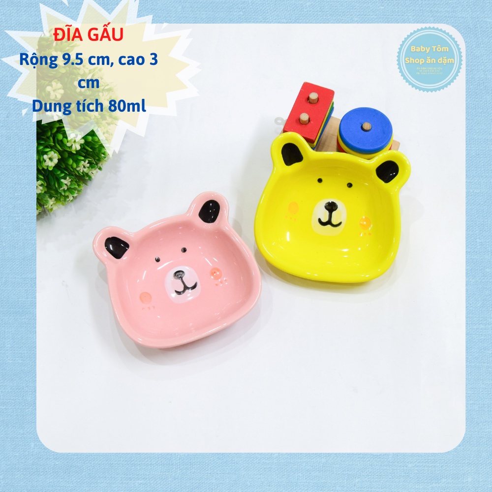 Bát ăn dặm gốm sứ hình Gấu ngộ nghĩnh 90ml NPP Baby Tôm