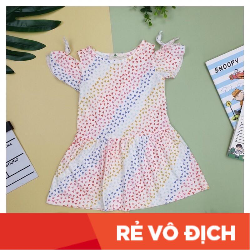 Váy cotton bé gái nơ tay size 1-10, cho bé 11-30kg. Chất cotton mềm mịn, thấm hút mồ hôi