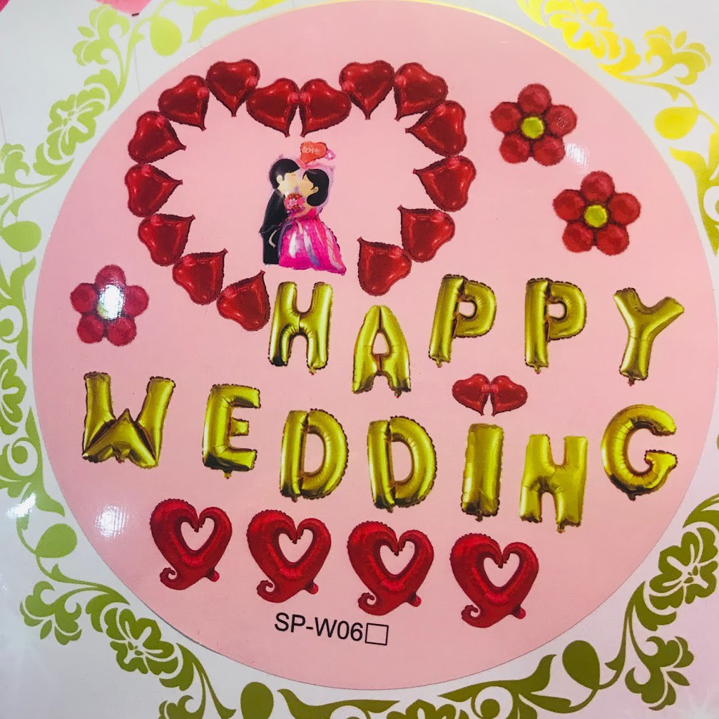Set bóng trang trí tiệc cưới, happy wedding (nhiều mẫu)