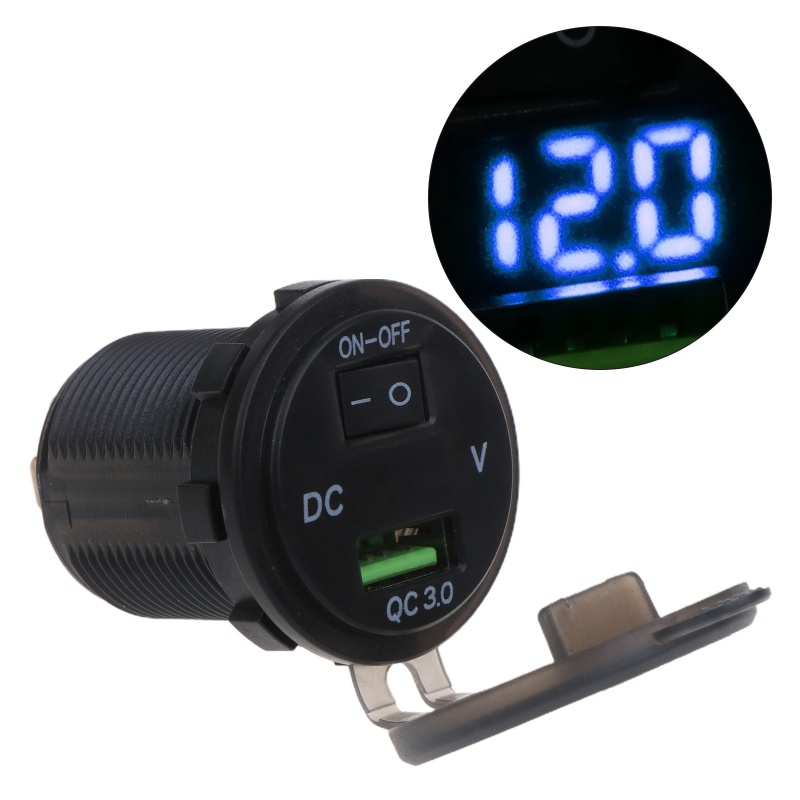 Tẩu Sạc Nhanh QC 3 0 USB Có Công Tắc Dùng Trong Xe Hơi