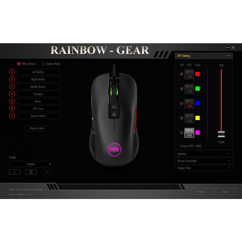 [Gaming Mouse] Chuột chuyên Game 8D Rainbow F600, Led RGB, DPI 10000 (Đen) - Nhất Tín Computer