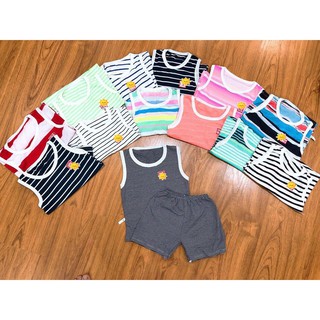 Set 5 bộ ba lỗ kẻ cotton cho bé