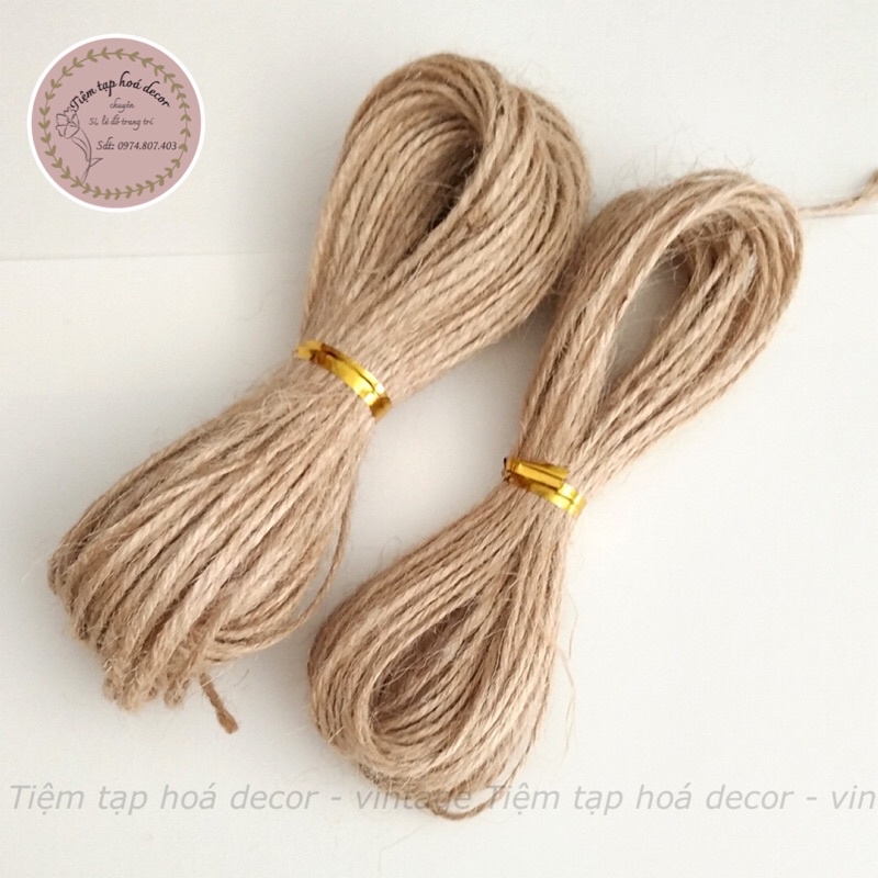 Dây thừng gai trang trí, dây sơ dừa cuộn 5 mét size 2mm