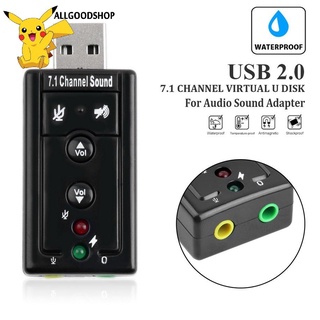 Card âm thanh USB ra Sound 7.1 kênh chuyển đổi sang giắc cắm tai nghe và micro 3.5mm