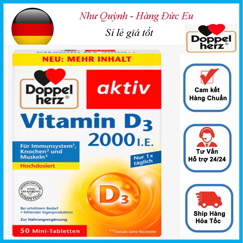 VIÊN UỐNG BỔ SUNG VITAMIN D 2000 IU Doppel herz Hàng Đức