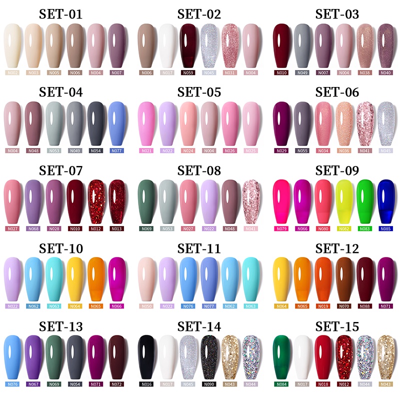 Bộ 6 lọ sơn móng tay gel UV UR SUGAR màu sắc lấp lánh đẹp mắt độc đáo 7.5ml