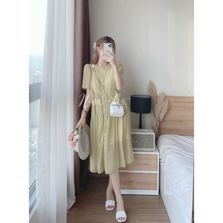 đầm suông dáng dài cổ tròn tay ngắn thích hợp cho các buổi tiệc