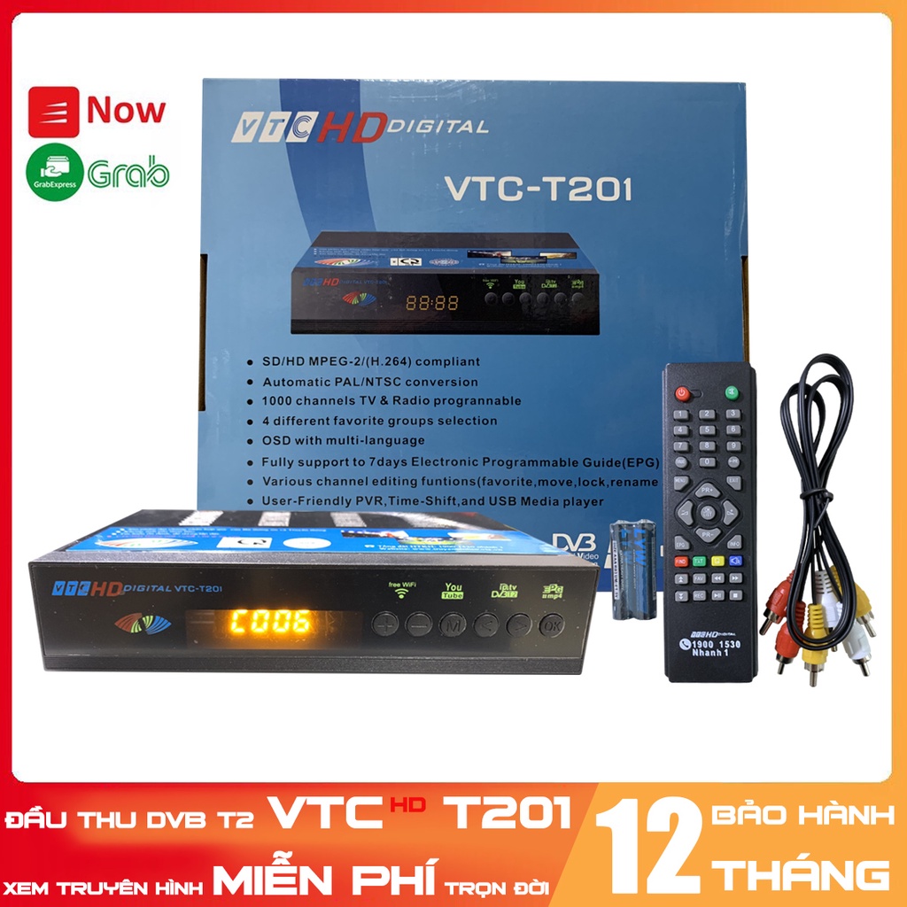 [Tặng Anten] Đầu thu Kỹ thuật số DVB T2 VTC T201HD/T201s YOUTOBE