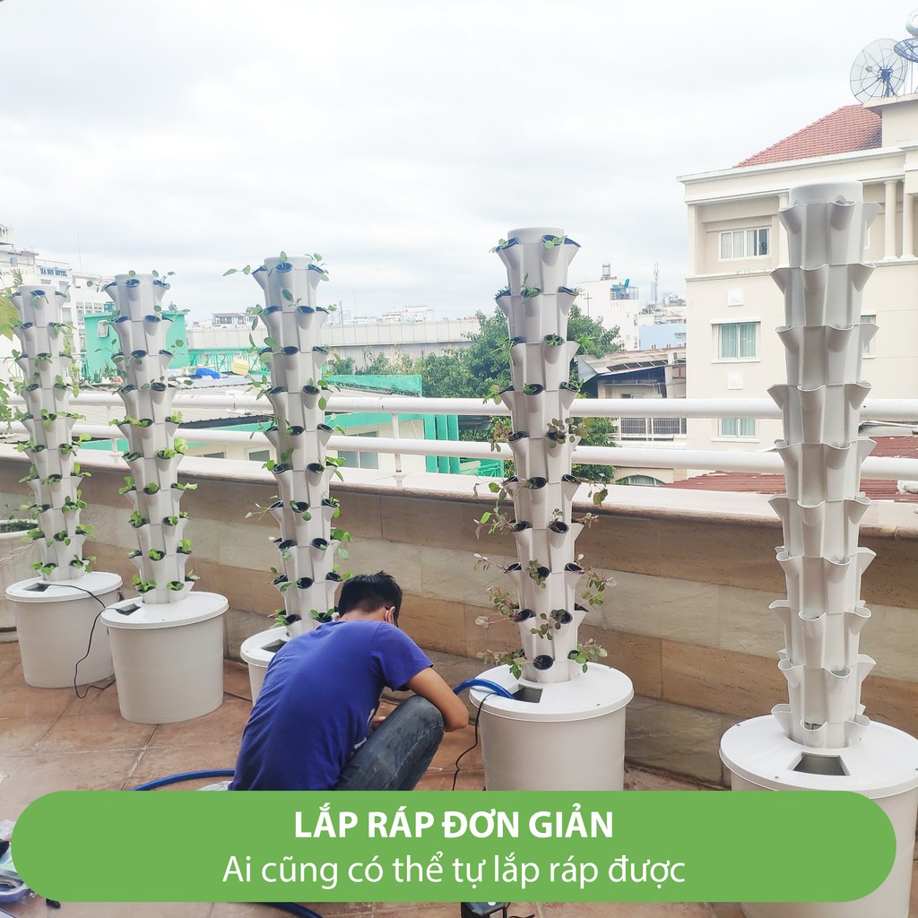 Trụ Trồng Rau Khí Canh / Thủy canh 50 hốc rau