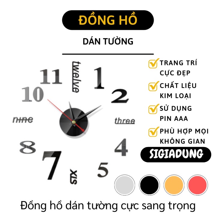 [SGD] Đồng Hồ Dán Tường 3D - Đồng Hồ Treo Tường Trang Trí Nhà, Sang Trọng, Độc Đáo 6971