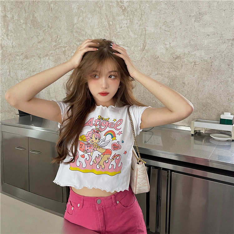 Áo Thun Crop Top Tay Ngắn Phong Cách Hàn Quốc Dành Cho Nữ