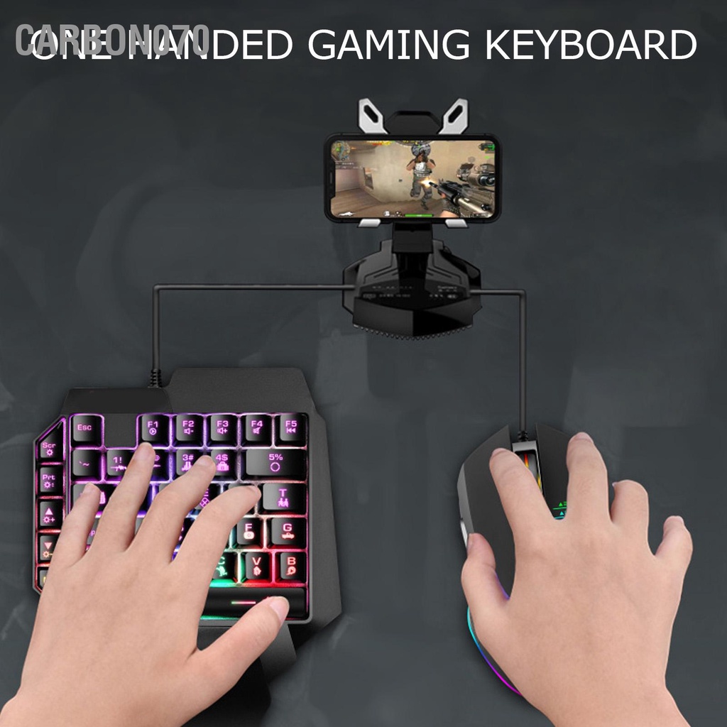 [Hàng Sẵn] Bàn phím giả cơ chơi game một tay 39 phím tiện dụng phát sáng USB【Carbon070】