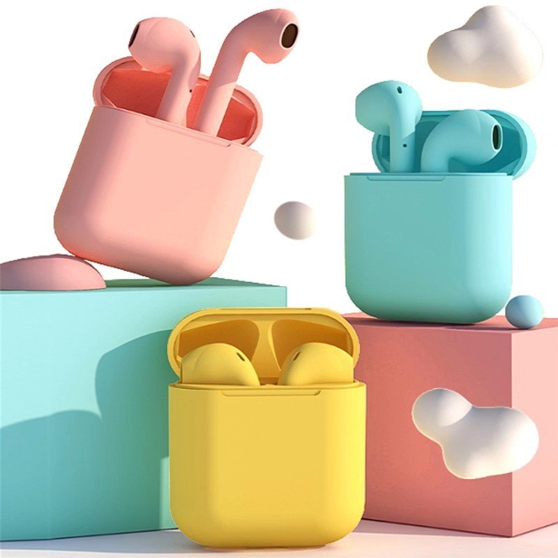 Tai nghe nhét tai không dây Bluetooth 5.0 TWS i12 có hộp sạc full màu macaron -Mã B1