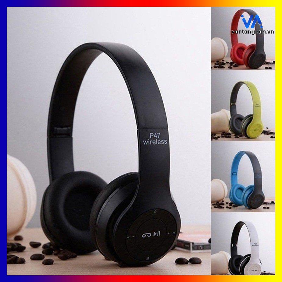Tai Nghe Chụp Tai Bluetooth P47, Tai Không Dây Có Mic, Có Thẻ Nhớ, Âm Bass Cực Chất, Nghe Nhạc Cực