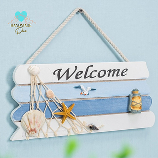 Bảng gỗ trag trí decor, bảng gỗ Welcome phong cách biển
