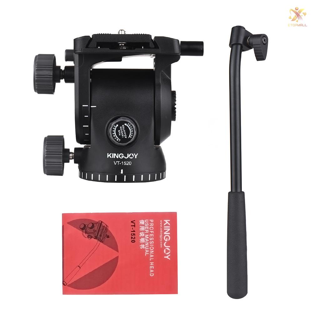 ET KINGJOY Camera Fluid Drag Head Hydraulic Head Tripod Head Damping Ball head Ballhead 360° Panoramic Shooting 1/4 &amp; 3/8 Inch Screw Mounts with   Quick Release Plate Hand Grip for DSLR Tripod for    Max. Load Capacity 3kg/6.6Lbs