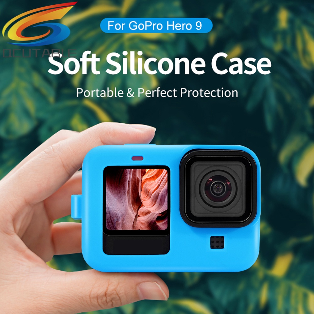 Vỏ silicone bảo vệ kèm nắp ống kính và dây đeo cho GoPro Hero 9