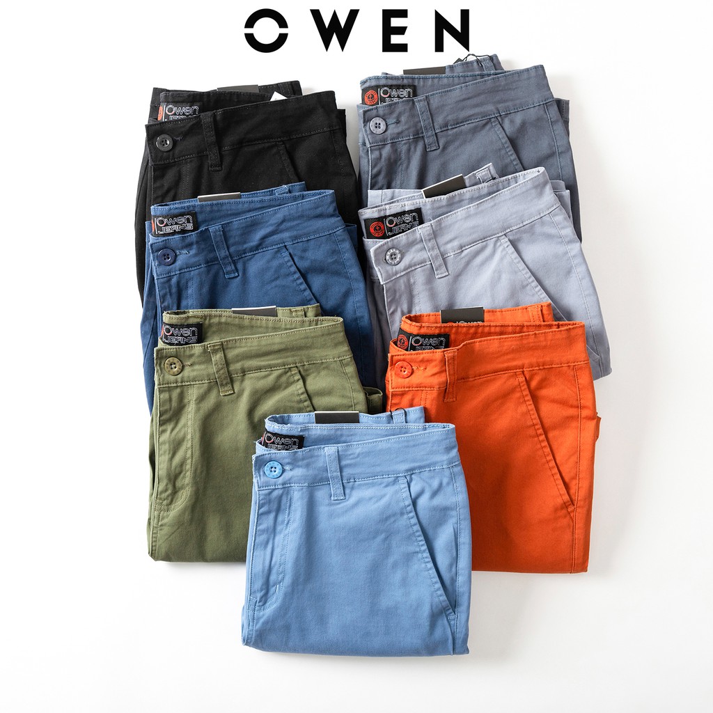 Quần short nam kaki OWEN màu xanh blue, chất vải cotton cao cấp, co giãn, trẻ trung, dáng slimfit năng động